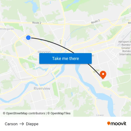 Carson to Dieppe map