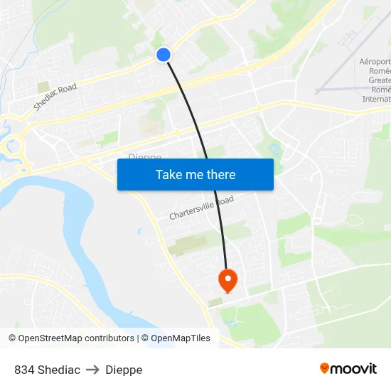 834 Shediac to Dieppe map