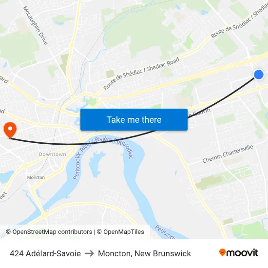 424 Adélard-Savoie to Moncton, New Brunswick map