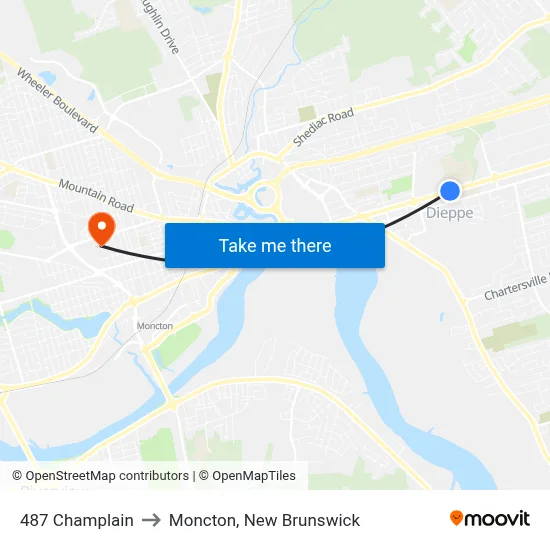 487 Champlain to Moncton, New Brunswick map