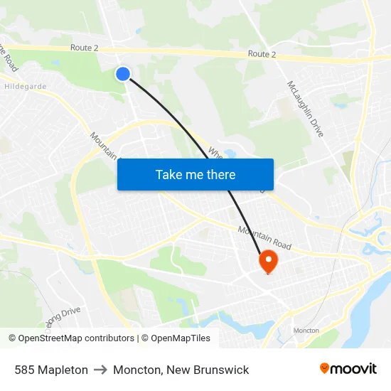 585 Mapleton to Moncton, New Brunswick map