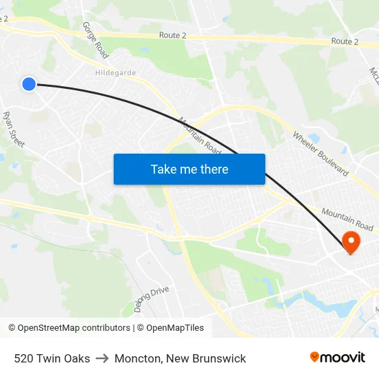 520 Twin Oaks to Moncton, New Brunswick map