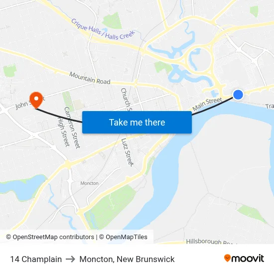 14 Champlain to Moncton, New Brunswick map