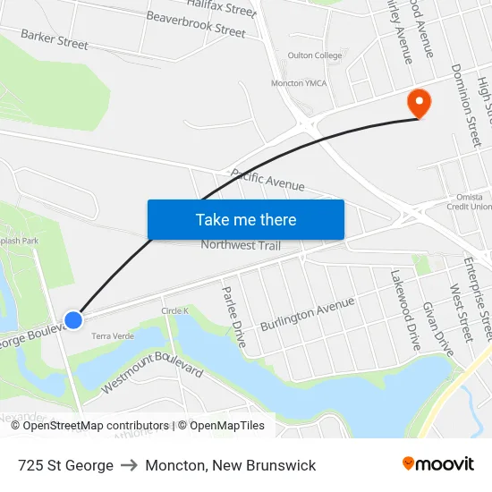 725 St George to Moncton, New Brunswick map