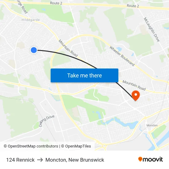 124 Rennick to Moncton, New Brunswick map