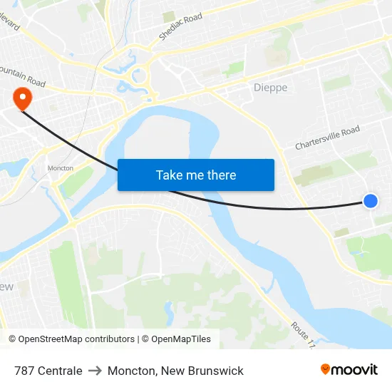 787 Centrale to Moncton, New Brunswick map