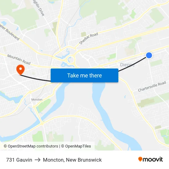 731 Gauvin to Moncton, New Brunswick map