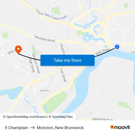 9 Champlain to Moncton, New Brunswick map