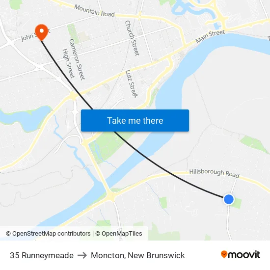 35 Runneymeade to Moncton, New Brunswick map
