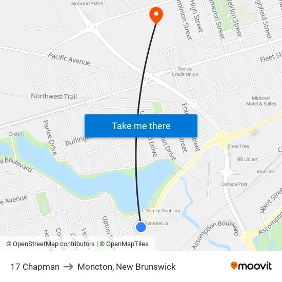 17 Chapman to Moncton, New Brunswick map