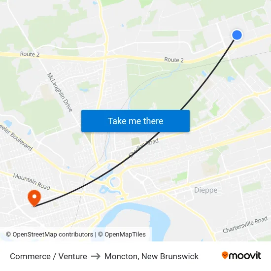 Commerce / Venture to Moncton, New Brunswick map