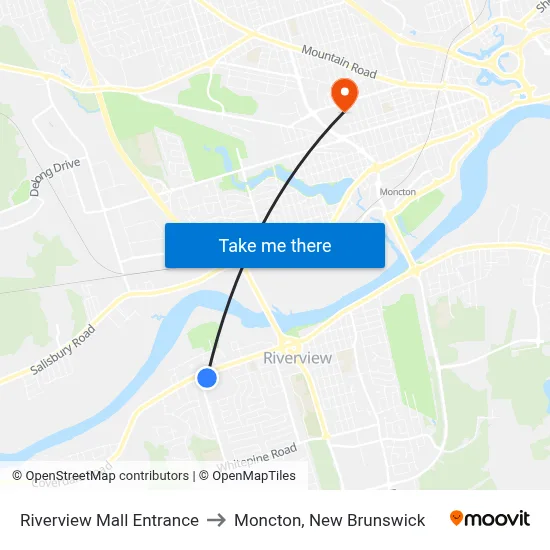 Riverview Mall Entrance to Moncton, New Brunswick map