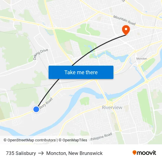 735 Salisbury to Moncton, New Brunswick map