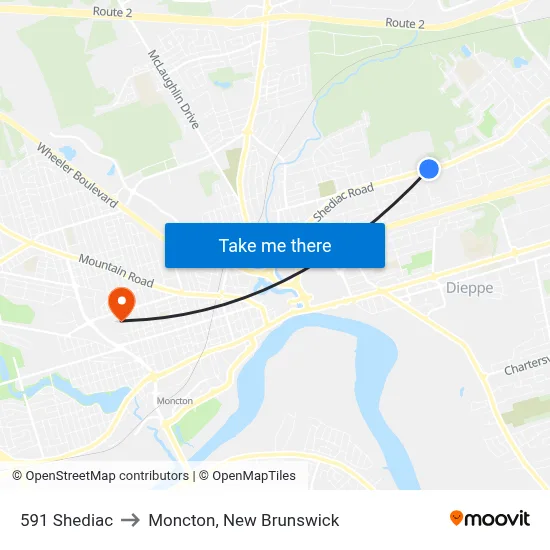591 Shediac to Moncton, New Brunswick map