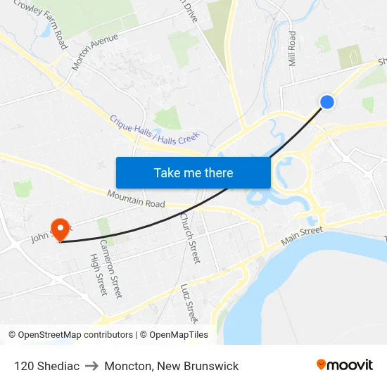 120 Shediac to Moncton, New Brunswick map