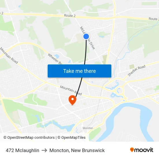 472 Mclaughlin to Moncton, New Brunswick map
