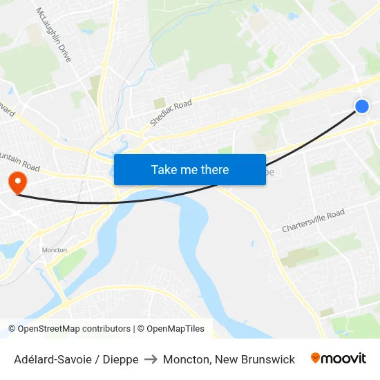 Adélard-Savoie / Dieppe to Moncton, New Brunswick map
