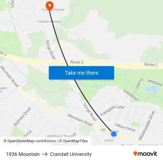 1936 Mountain to Crandall University map