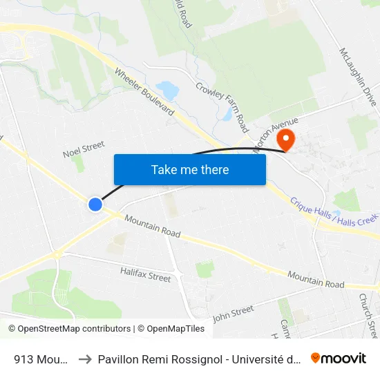 913 Mountain to Pavillon Remi Rossignol - Université de Moncton map