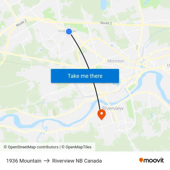 1936 Mountain to Riverview NB Canada map