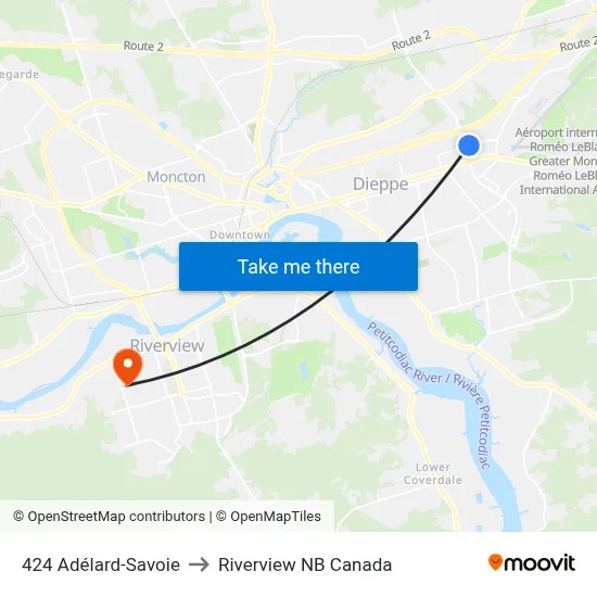 424 Adélard-Savoie to Riverview NB Canada map