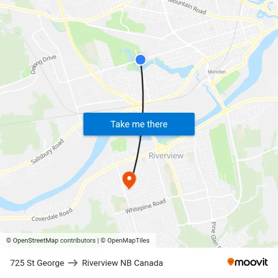 725 St George to Riverview NB Canada map