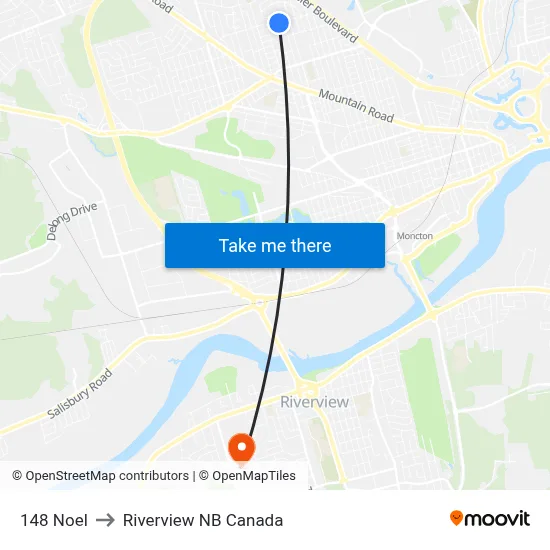 148 Noel to Riverview NB Canada map