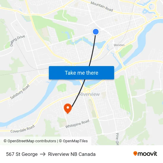 567 St George to Riverview NB Canada map