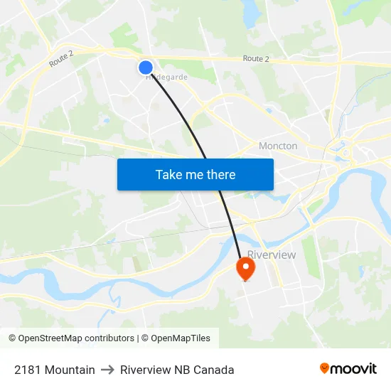 2181 Mountain to Riverview NB Canada map