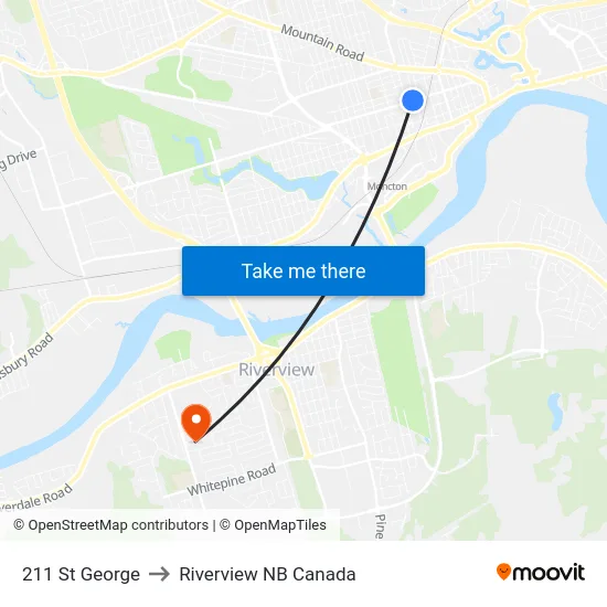 211 St George to Riverview NB Canada map