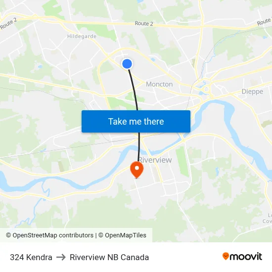 324 Kendra to Riverview NB Canada map