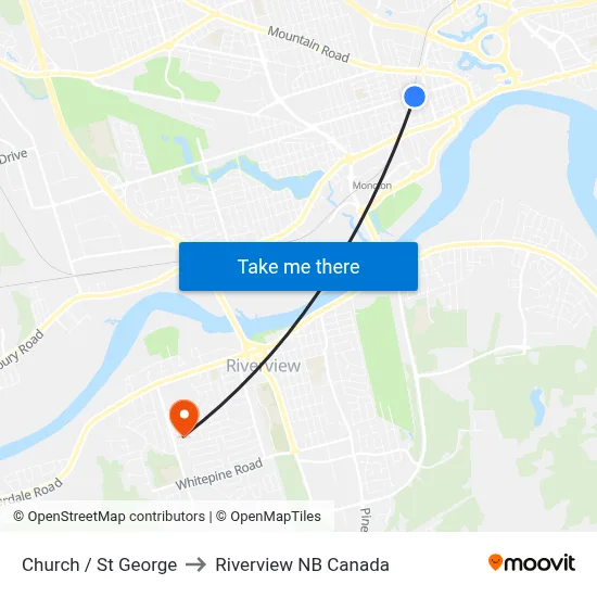 Church / St George to Riverview NB Canada map