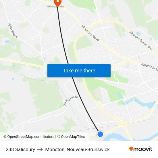 238 Salisbury to Moncton, Nouveau-Brunswick map