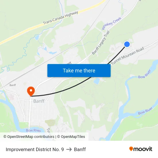 Improvement District No.  9 to Banff map