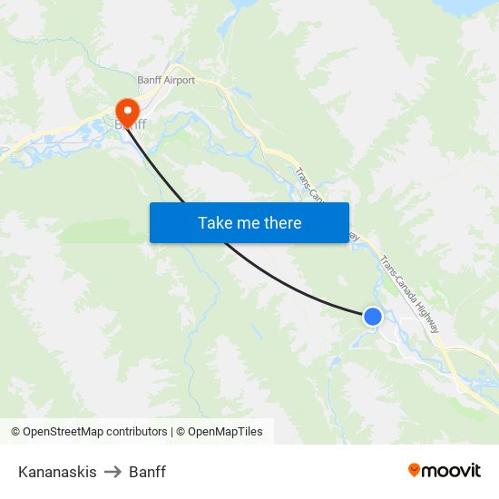 Kananaskis to Banff map