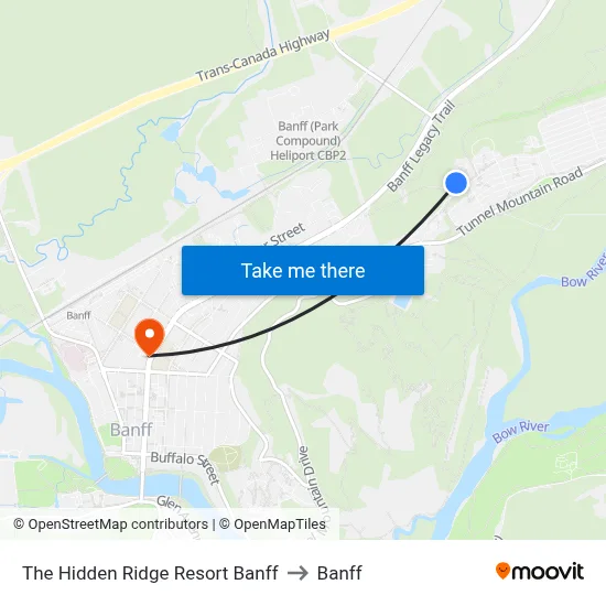 The Hidden Ridge Resort Banff to Banff map