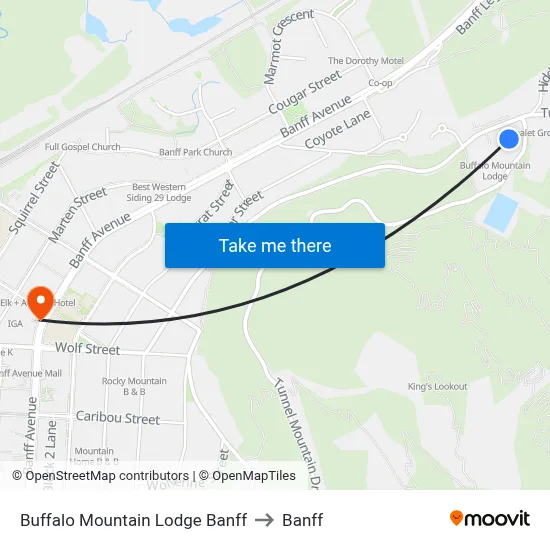 Buffalo Mountain Lodge Banff to Banff map
