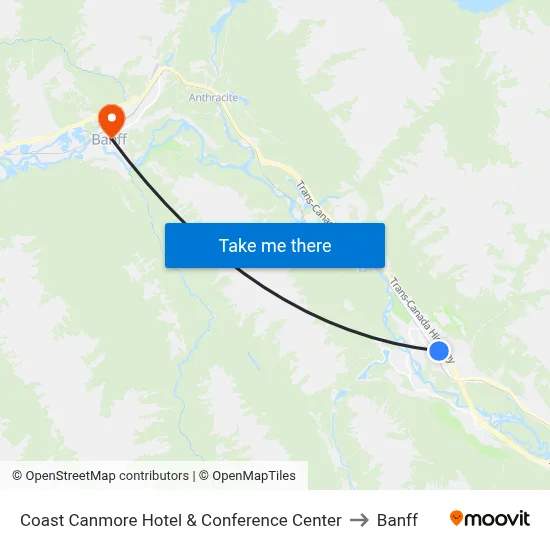 Coast Canmore Hotel & Conference Center to Banff map