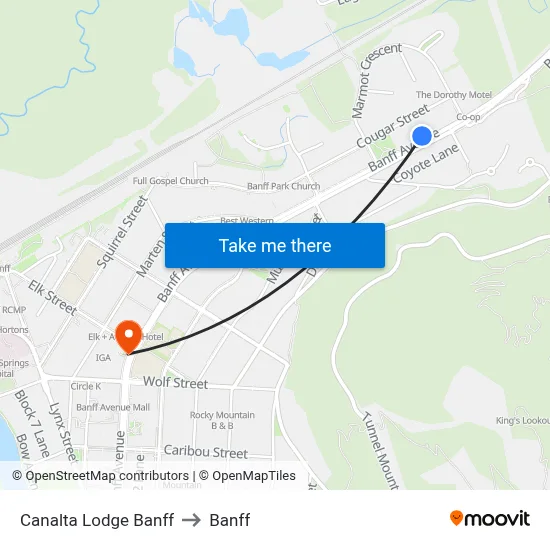 Canalta Lodge Banff to Banff map