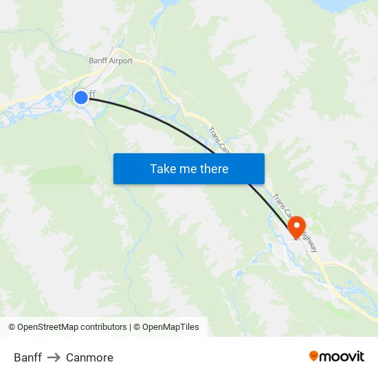 Banff to Canmore map