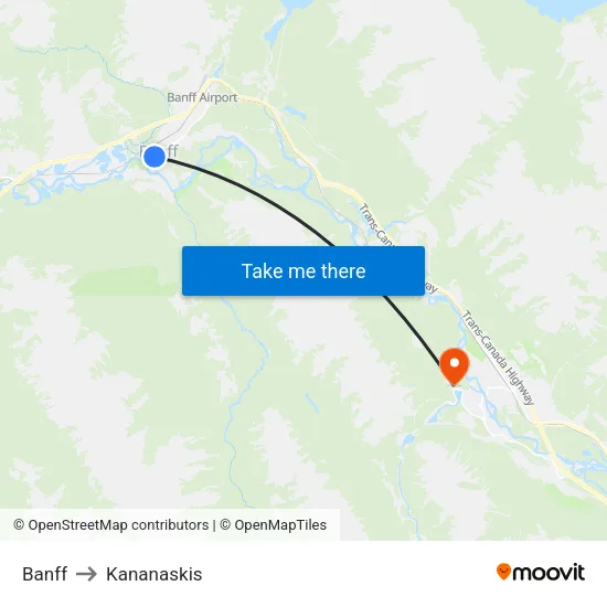 Banff to Kananaskis map