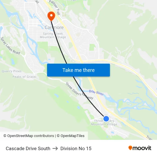 Cascade Drive South to Division No 15 map