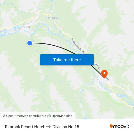 Rimrock Resort Hotel to Division No 15 map