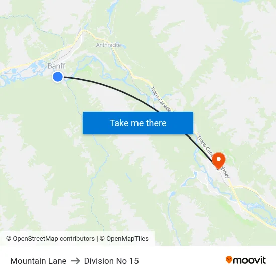 Mountain Lane to Division No 15 map