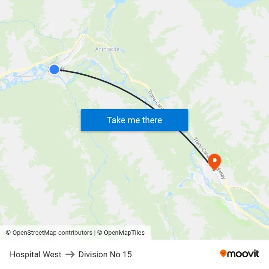 Hospital West to Division No 15 map