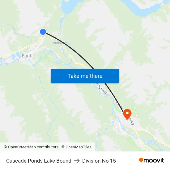 Cascade Ponds Lake Bound to Division No 15 map