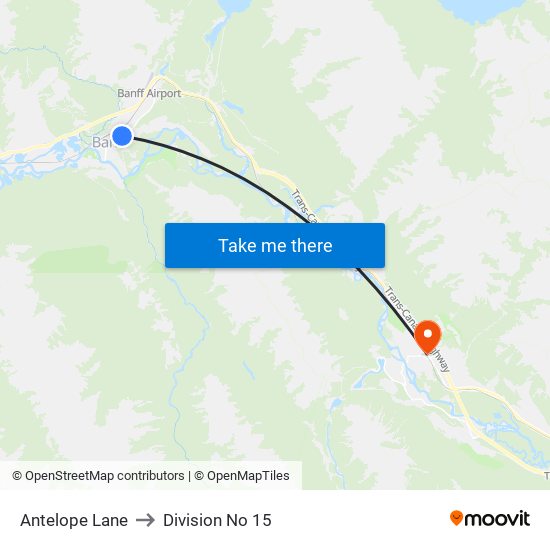 Antelope Lane to Division No 15 map