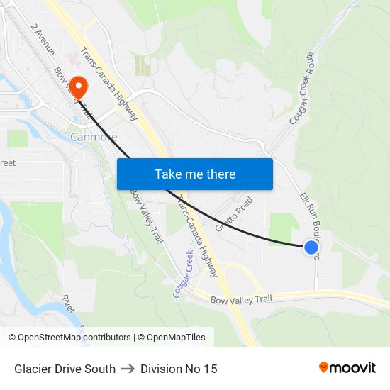 Glacier Drive South to Division No 15 map