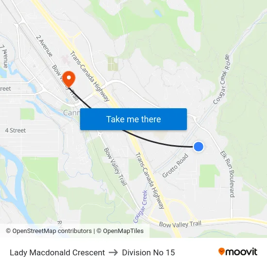 Lady Macdonald Crescent to Division No 15 map