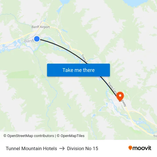 Tunnel Mountain Hotels to Division No 15 map